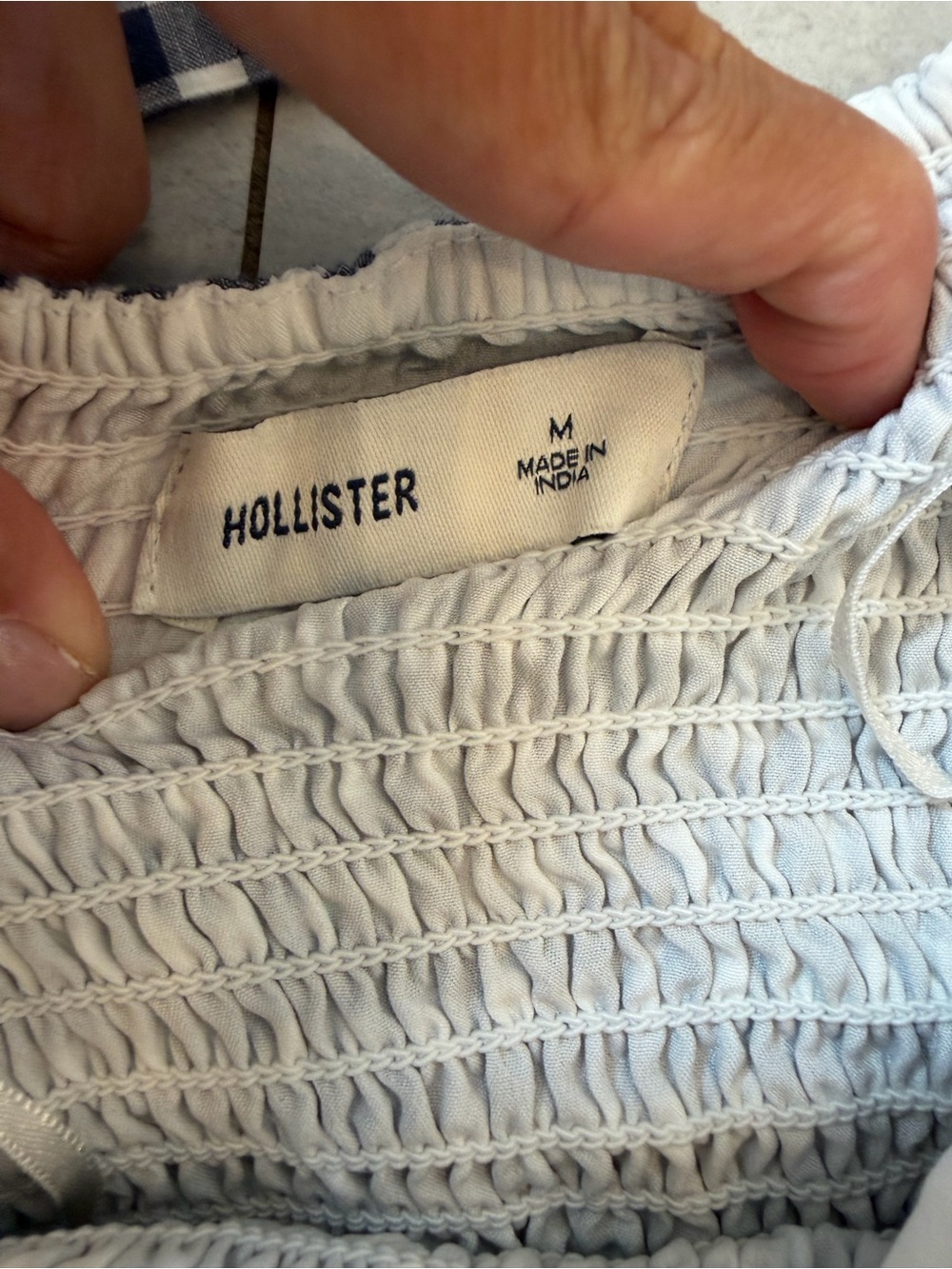 Hollister Gingham Halter Romper Dress Navy & White Built-In Shorts |Size M - Picture 3 of 5